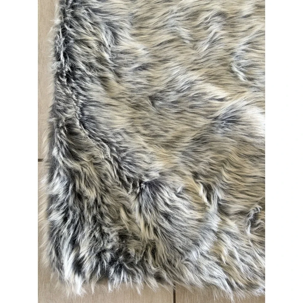 POTTERY BARN Stewart Plaid Faux Fur Back Throw 60